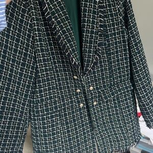 Hunter green/Navy/ Gold Tweed Blazer gold buttons euro 48/size 16